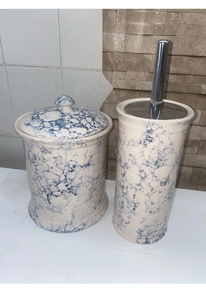 Seramik Collection Violet Mermer Desen 2’li Banyo Seti