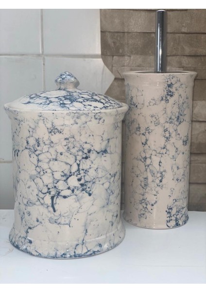 Seramik Collection Violet Mermer Desen 2’li Banyo Seti