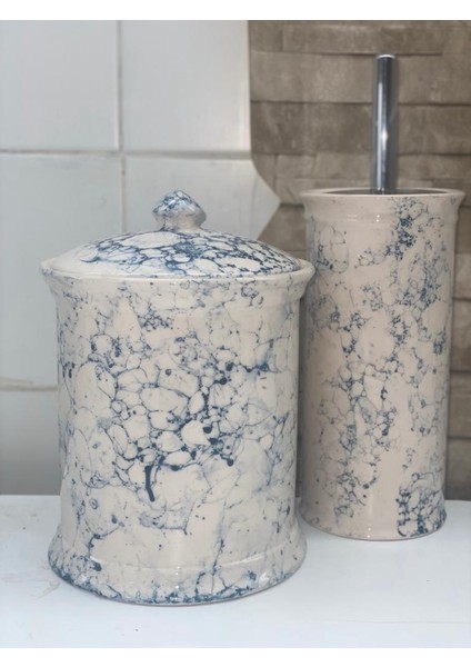 Seramik Collection Violet Mermer Desen 2’li Banyo Seti