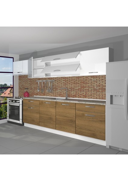 Prestij 280 MDF Hazır Mutfak Dolabı - Tezgah Dahil - Pera - Beyaz