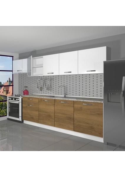 Smart 280 MDF Hazır Mutfak Dolabı - Tezgah Dahil - Pera - Beyaz