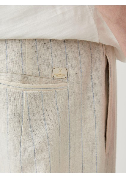 Pamuk Regular Fit Beli Lastikli Çizgili Pantolon modelleri