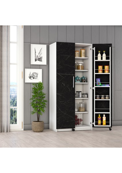 Mutfak Kiler Dolabı Beyaz & Royal Mermer Asra Trend Mk-04