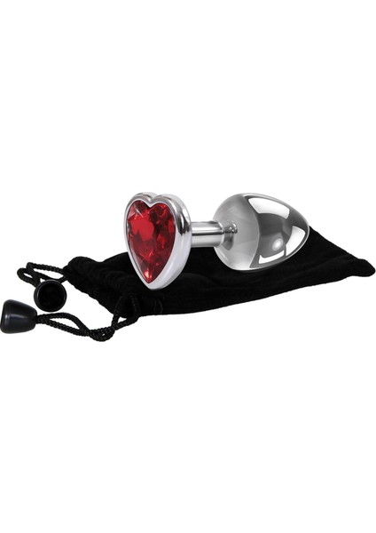 Kalpli Metal Plug Kırmızı Taşlı Anal Dildo M Size