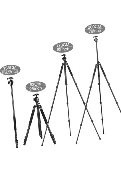 200CM / 78.7 Inç Alüminyum Alaşımlı Kamera Tripod Monopod,(Yurt Dışından)