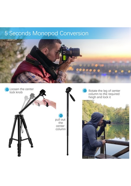 TTT-003 2'si 1 Arada Fotoğraf Tripod Monopod(Yurt Dışından)