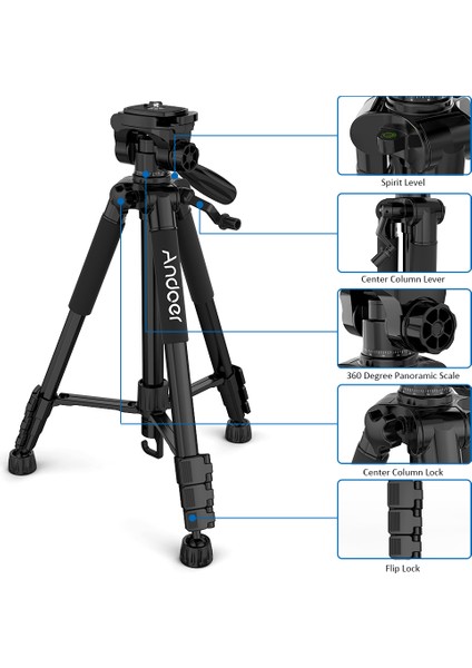 TTT-663N 57.5 Inç Seyahat Hafif Kamera Tripod(Yurt Dışından)