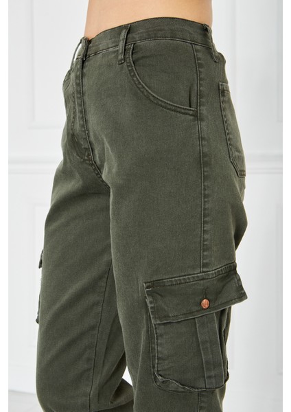 Kadın Jogger Paça Lastikli Kargo Cepli Gabardin Kadın Pantolon fiyatları