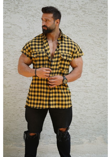 Be Green Wear Gym Plaid Oduncu Spor Gömlek - Sarı