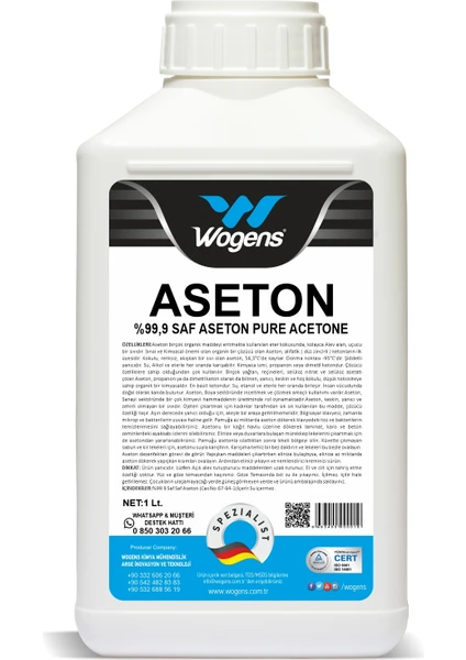 Saf Aseton %99.9 1 Lt