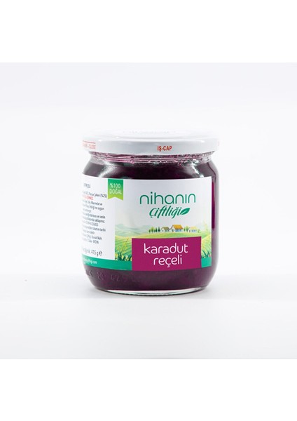 Nihanın Çiftliği Katkısız Sofralık Güneşte Kurutulmuş Kokulu Karadut Reçeli 415 gr (%75 Meyve Oranlı)