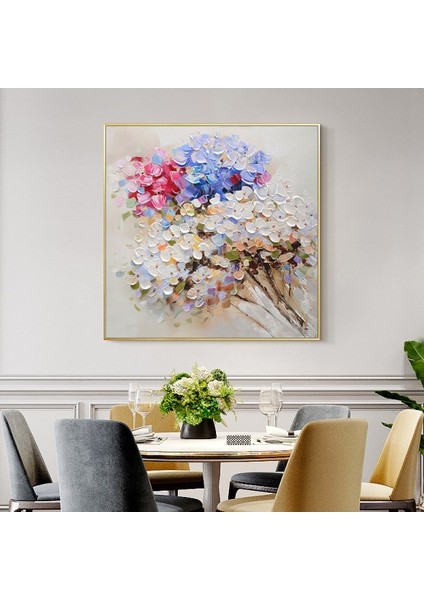 Yağlı Boya Tablo El Yapımı Home In Joy 85 x 85 Cm