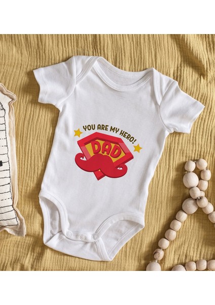 Gift You Are My Hero Dad Tasarımlı Bebek Body Zıbın - Model 1