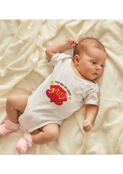 Gift You Are My Hero Dad Tasarımlı Bebek Body Zıbın - Model 1