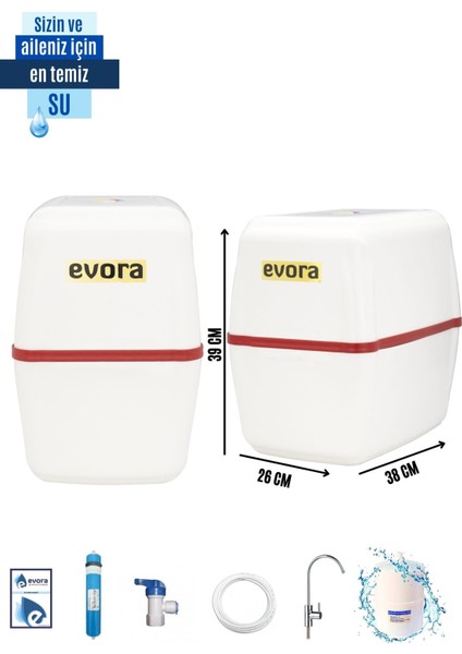 5 Aşamalı 8 Lt Beyaz Kapalı Oval Kasa Pompasız Su Arıtma Cihazı