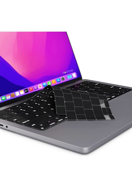 Macbook Air 2018-2020 13 Inch A2179 ile Uyumlu Türkçe Q Klavye Slim Siyah Klavye Koruyucu Kılıf