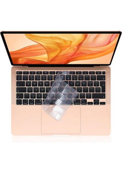 Macbook Air 2018-2020 13 Inch A2179 ile Uyumlu Türkçe Q Klavye Slim Şeffaf Klavye Koruyucu Kılıf