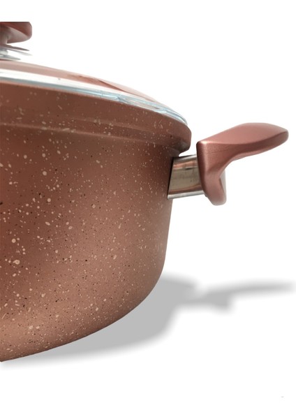 24 cm Granit Döküm Derin Tencere Rose Gold