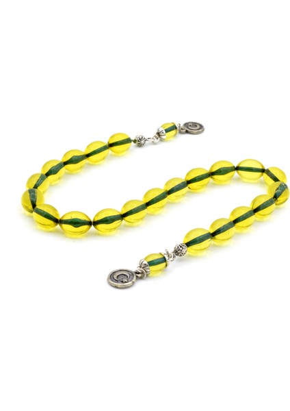 Arpa Kesim Hareli Turuncu Toz Kehribar Zaza Tesbih Iri Boy