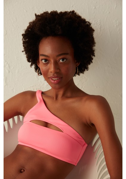 X Cornetto Neon Pembe Lively Tek Omuzlu Bikini Üstü
