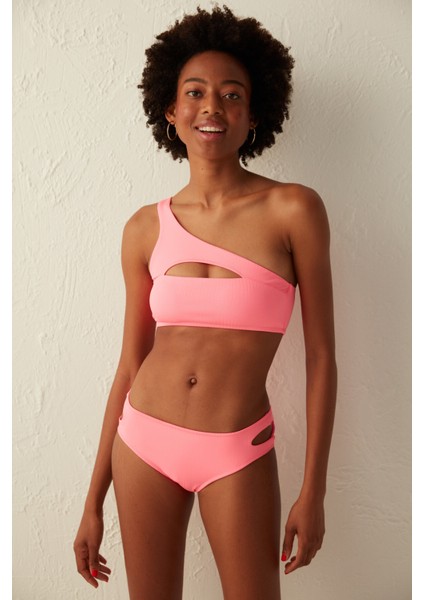 X Cornetto Neon Pembe Lively Tek Omuzlu Bikini Üstü