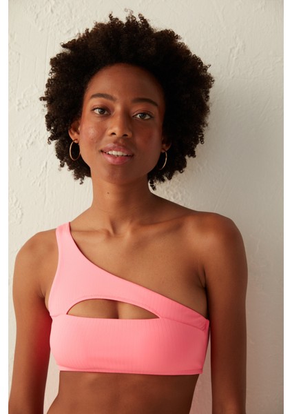 X Cornetto Neon Pembe Lively Tek Omuzlu Bikini Üstü