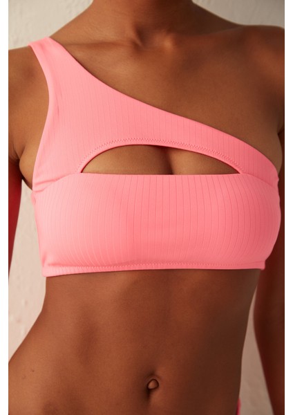 X Cornetto Neon Pembe Lively Tek Omuzlu Bikini Üstü