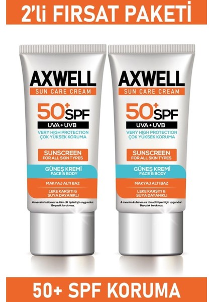 Spf 50+ 2 Li Seti Leke Karşıtı Nemlendirici Yüksek Koruma Güneş Kremi 50 ml