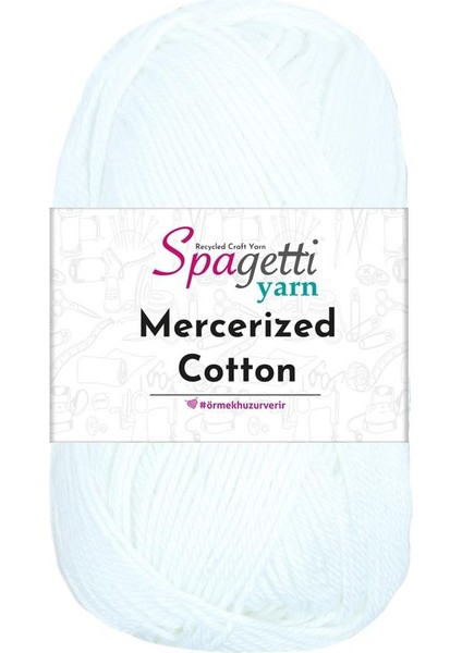 Spagetti Yarn Mercerized Cotton Beyaz El Örgü Ipliği