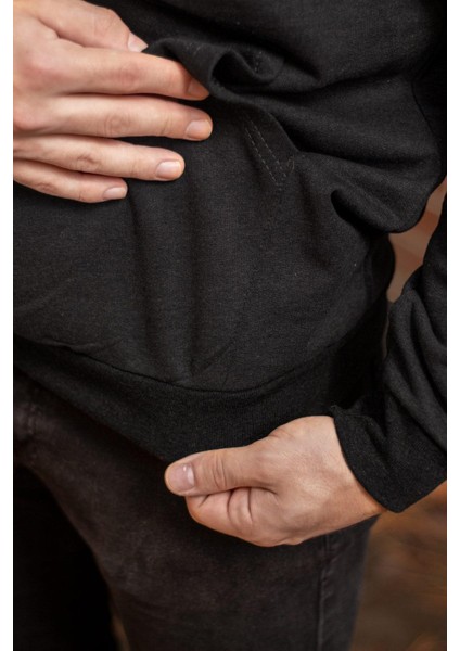 Erkek Siyah Düz Basic Kapüşonlu Cepli Oversize Sweatshirt 21ESWT1KNG indirimleri