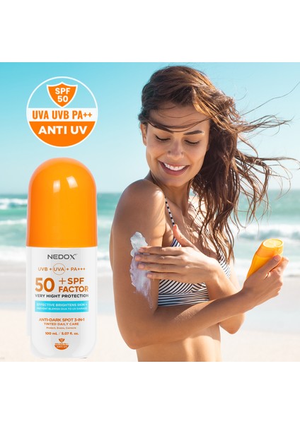 Leke Karşıtı Spf 50+ Tüm Ciltler Için Yüksek Korumalı Nemlendirici Güneş Kremi 100 ml