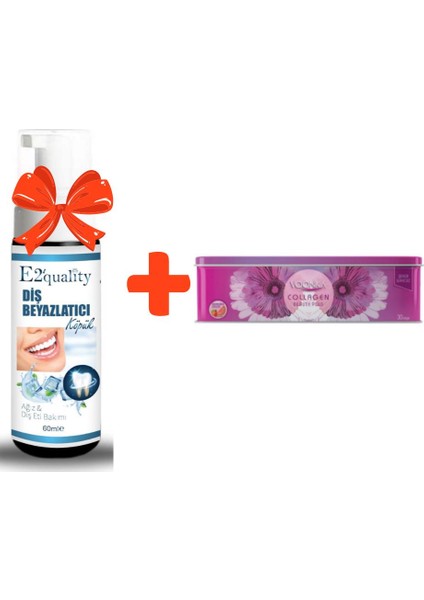 E2'quality Diş Köpük + Voonka Collagen Beauty Plus 30 Saşe Çilek ve Karpuz Aromalı Takviyesi