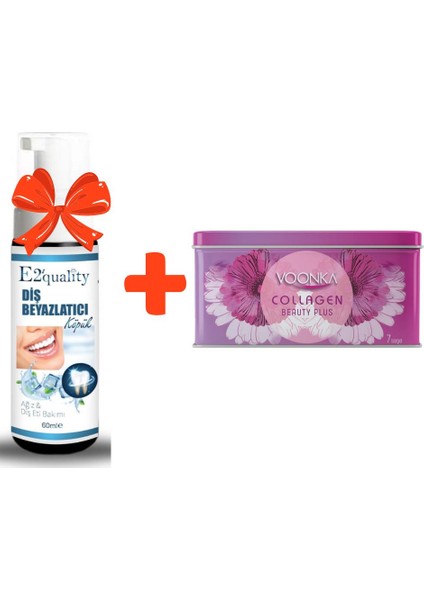 E2'quality Diş Köpük + Voonka Collagen Beauty Plus 7 Saşe Ananas Aromalı Takviyesi