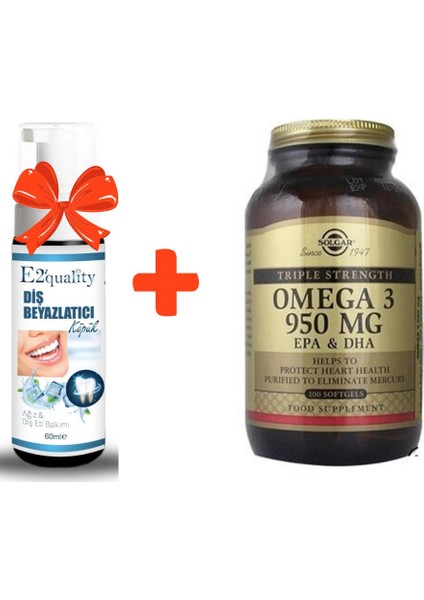 E2'quality Diş Köpük + Solgar Omega 3 950 Mg 100 Softgel Kapsül