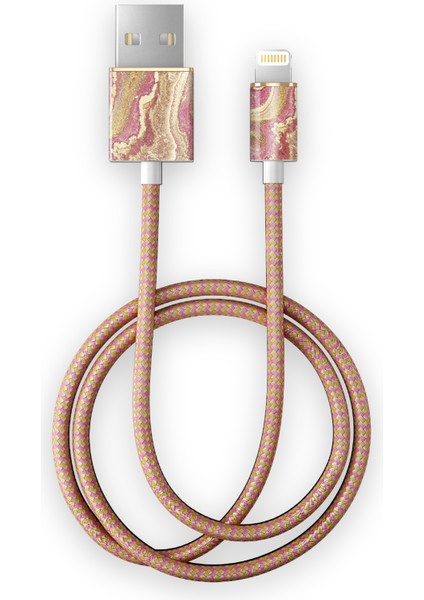 Golden Blush Marble Mfı Apple iPhone Uyumlu Lightning Kablo 1mt Pembe-Gold