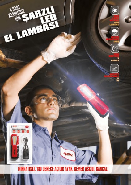 RC0038 420 Lümens Şarjlı LED El Feneri El Lambası Mıktanıslı