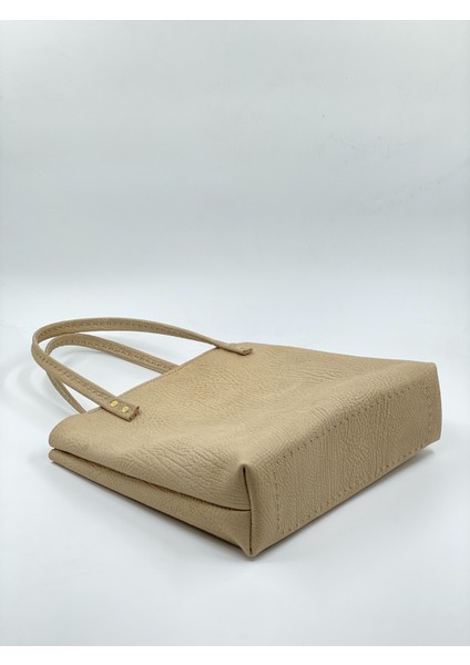 Kadın Bej Desenli Hakiki Deri El Yapımı Omuz Çantası modelleri