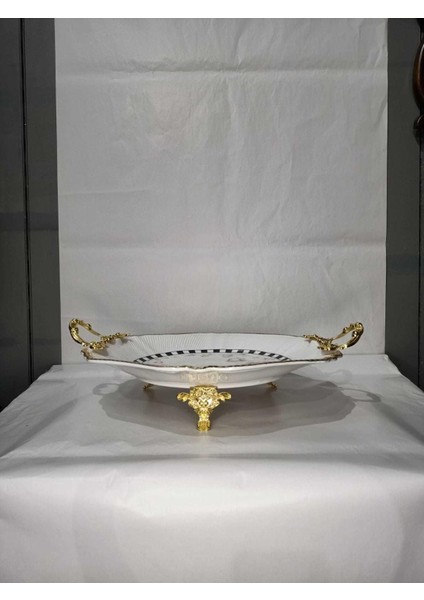 Altıgen Damalı Pembe Güllü Servis 41 x 36 x 14 cm