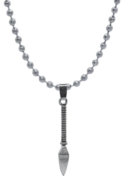 Gümüş Kaplama Japon Kunai Kolye Top Zincirli