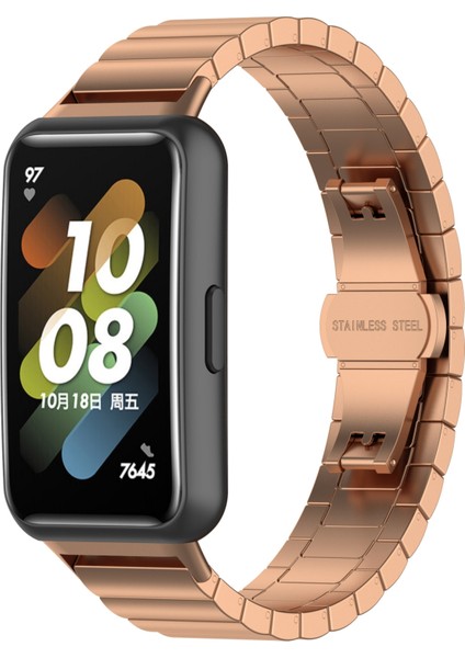 Huawei Band 7 Gül Altın Için Paslanmaz Ste Watch Band (Yurt Dışından)