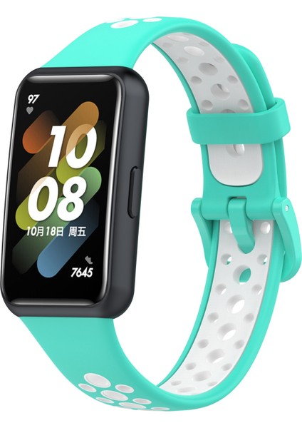 Huawei Band 7/7 Nfc Cıan+Beyaz Için Nefrebli Silikone Site Bantı (Yurt Dışından)