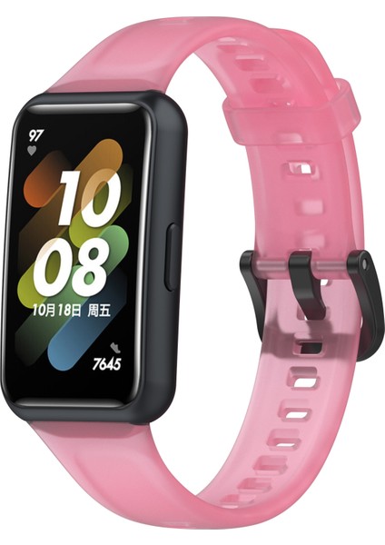Huawei Band 7/7 Nfc Pink Için Şeffaf Silikon Saat Bandı (Yurt Dışından)