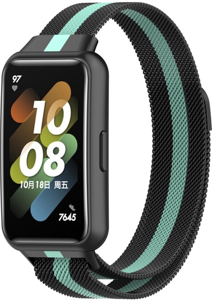 Huawei Band 7 Black+Green Için Milan Manyetik Saat Bandı (Yurt Dışından)