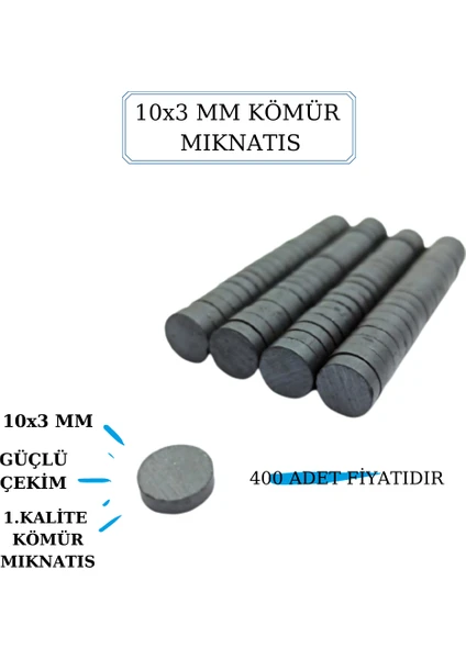 Ferrit Kömür Mıknatıs 10MM x 3 mm  (400 Adet)