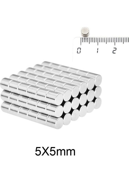 Neodyum Mıknatıs Ø5x5 mm - Yuvarlak Güçlü Mıknatıs 10 Adet