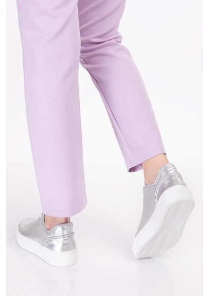 Deri Taş Detay Anatomik Taban Spor Ayakkabı ALS.1358 - Gümüş - 40 indirimleri