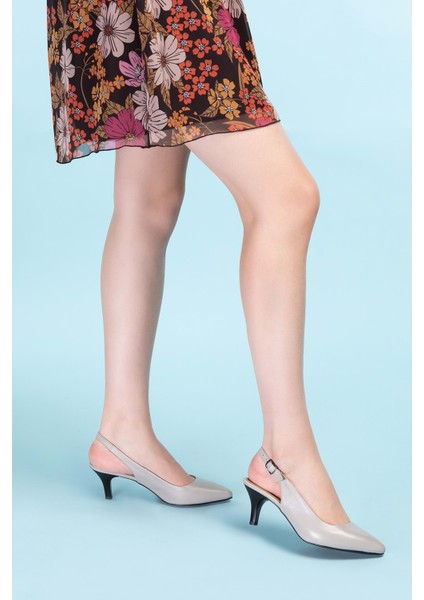 Kadın Deri Orta Boy Topuk Stiletto VDT.230 - Buz Gri- 39 modelleri