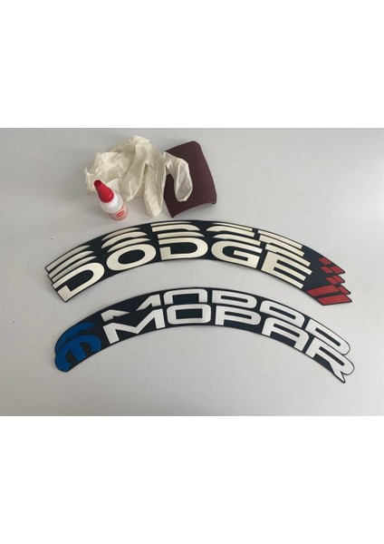 Dodge Mopar Beyaz Kalıcı Lastik Yazısı Dodge Mopar Sticker 8 Kit