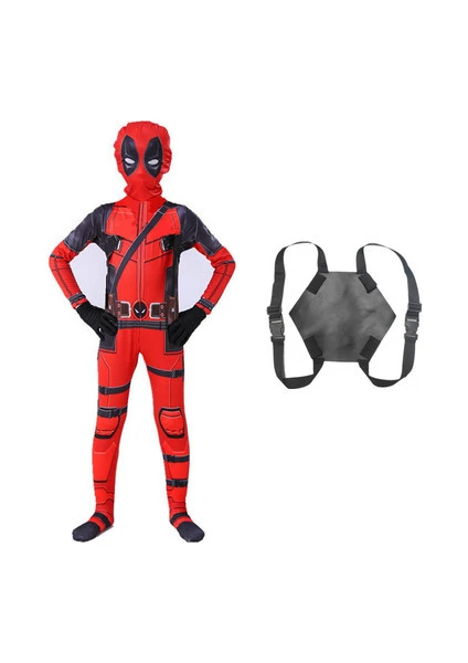 Cosplay Deadpool Bodysuit Cadılar Bayramı Kostüm Çocuk Cosplay Kostüm Sırt Çantası ile Set  (Yurt Dışından)