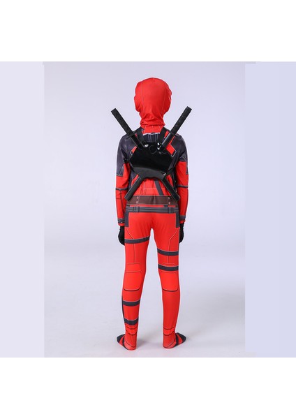 Cosplay Deadpool Bodysuit Cadılar Bayramı Kostüm Çocuk Cosplay Kostüm Sırt Çantası ile Set (Yurt Dışından)